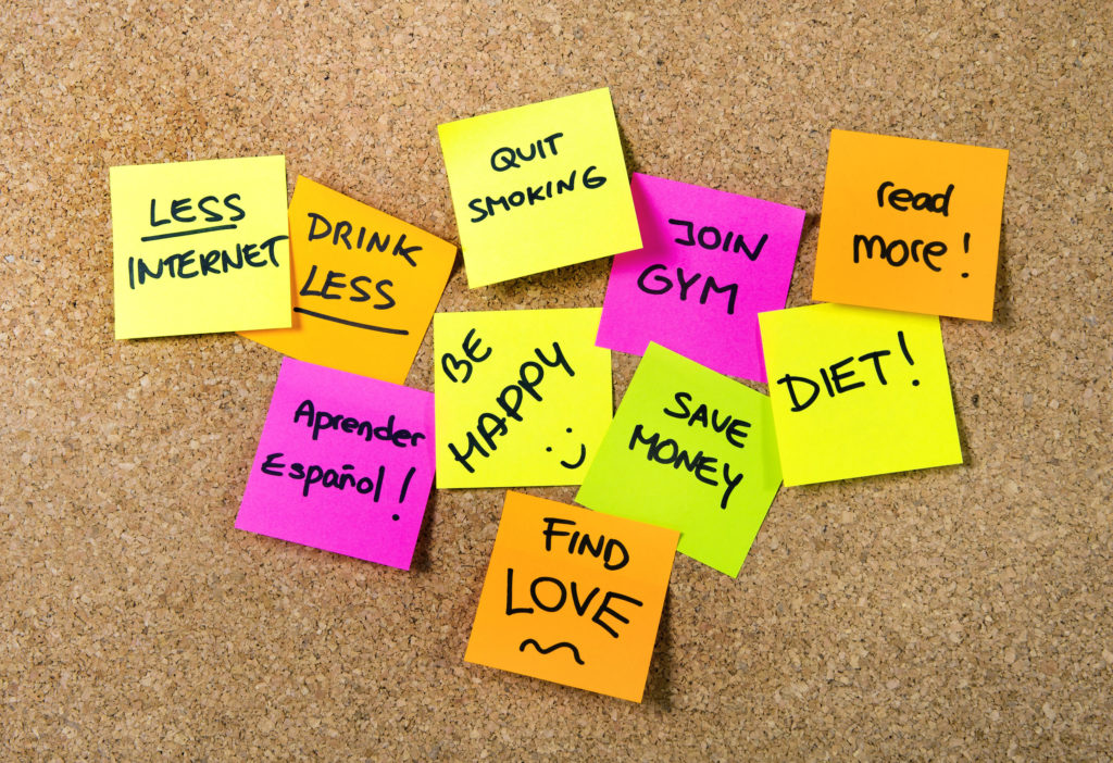 New year Resolutions Post it notes