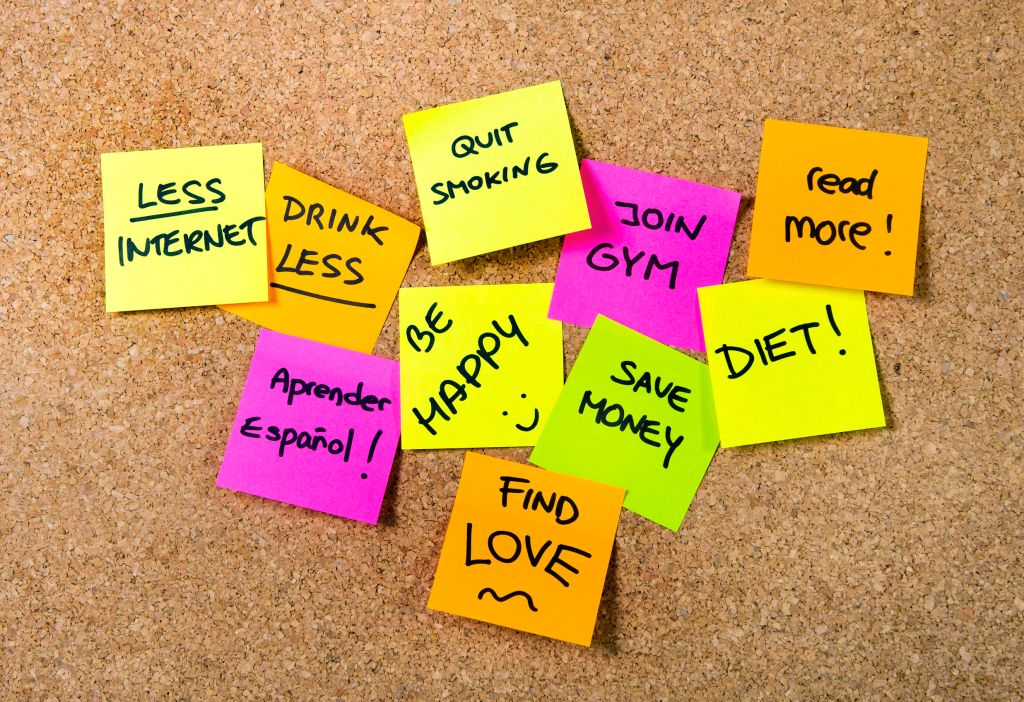 New year Resolutions Post it notes