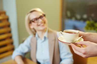 Drinking tea at cafe