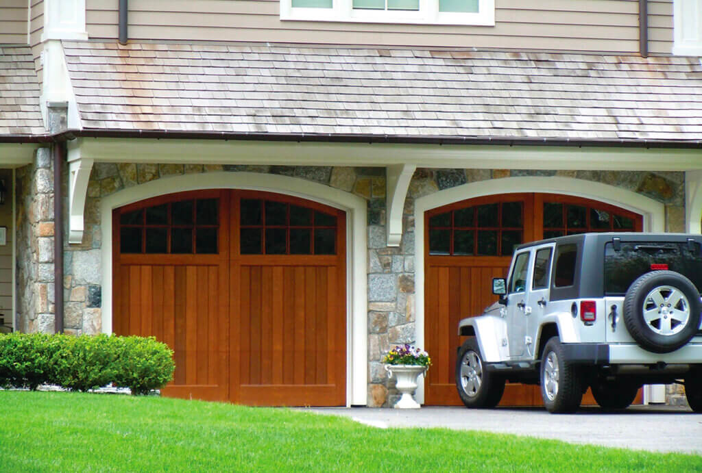 Updated garage doors in a home