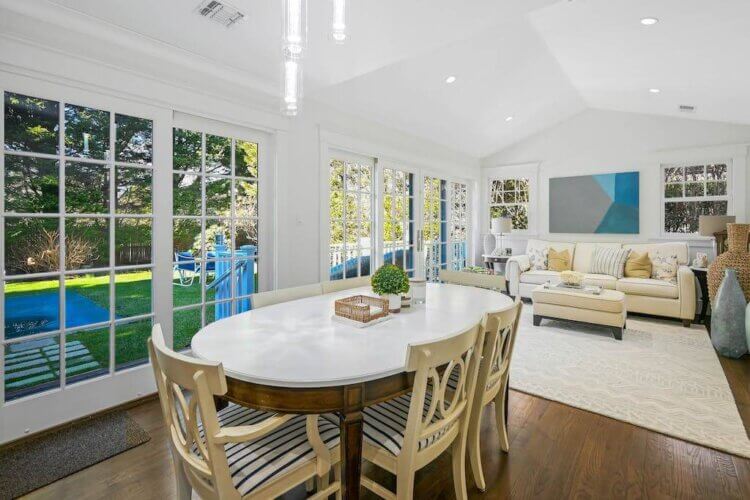 Dining room, 25 McGuirk Street, East Hampton, hampton homes for sale, contemporary modern home with pool