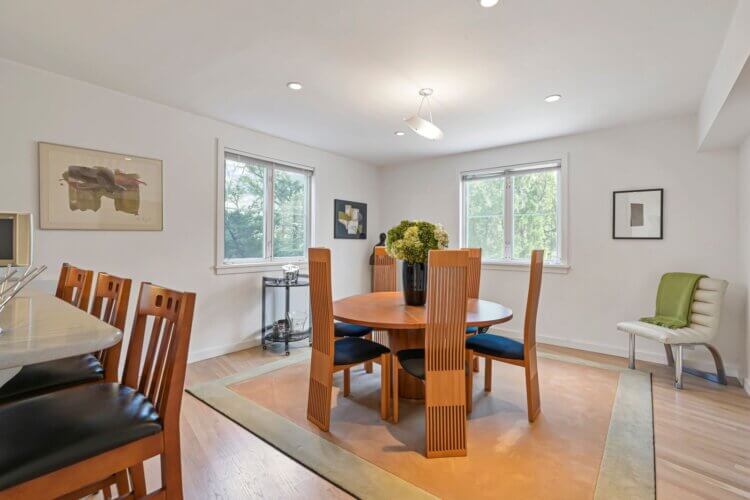 Dining room; Sag Harbor Village; Art gallery; modern; minimalist summer home